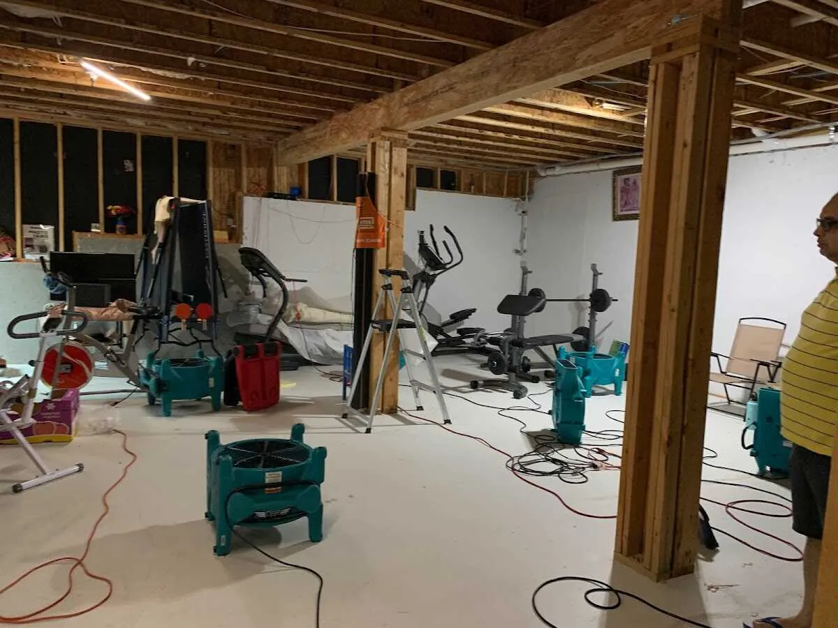 Basement drying equipment setup for Contents Cleaning & Restoration in Tooele